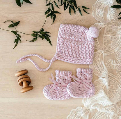 Snuggle Hunny Pink Bonnet & Booties