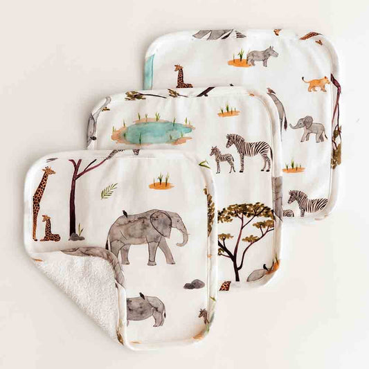 Snuggle Hunny Safari Wash Cloths 3 Pack