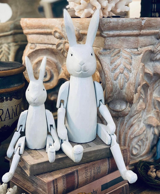 White Timber Rabbit Puppet Small