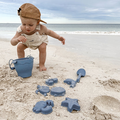 Playground Silicone 8pc Bucket & Spade Set Steel Blue